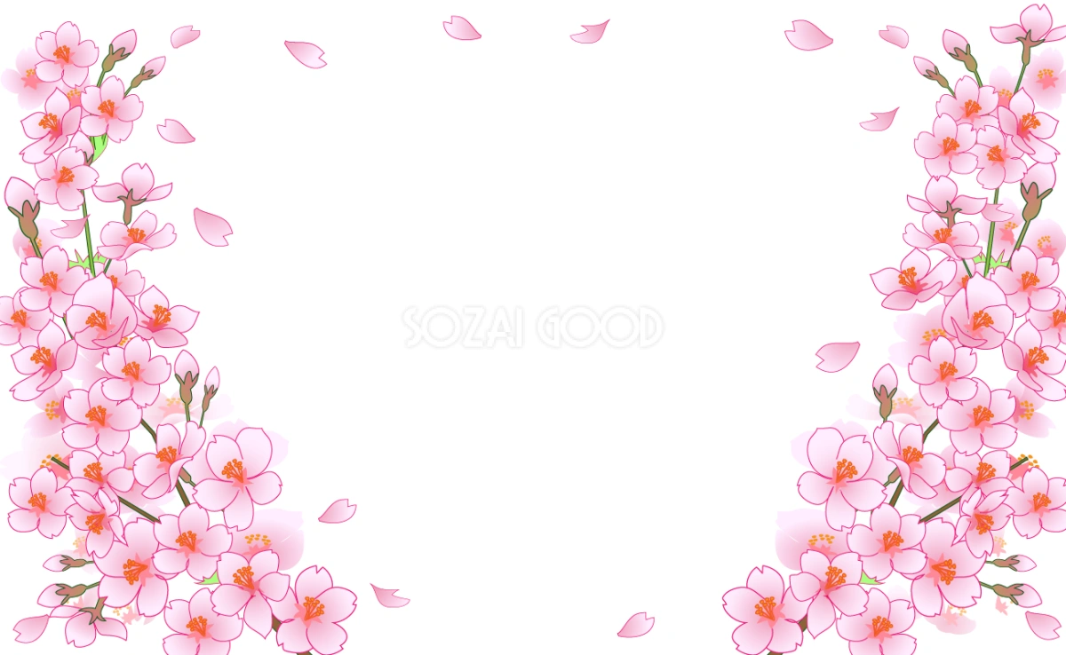 桜で囲む フレーム素材 飾り枠無料背景イラスト