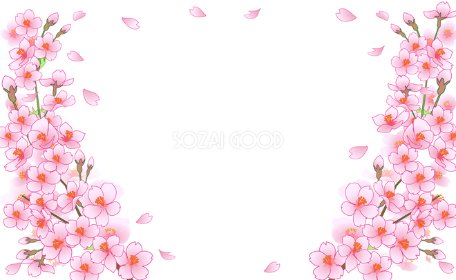桜で囲む フレーム素材 飾り枠無料背景イラスト 素材good
