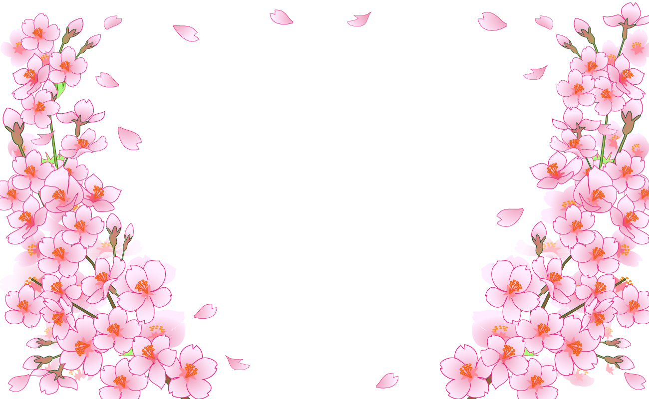 桜で囲む フレーム素材 飾り枠無料背景イラストに写真・文字を入れる