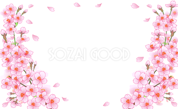 桜で囲む フレーム素材 飾り枠無料背景イラスト