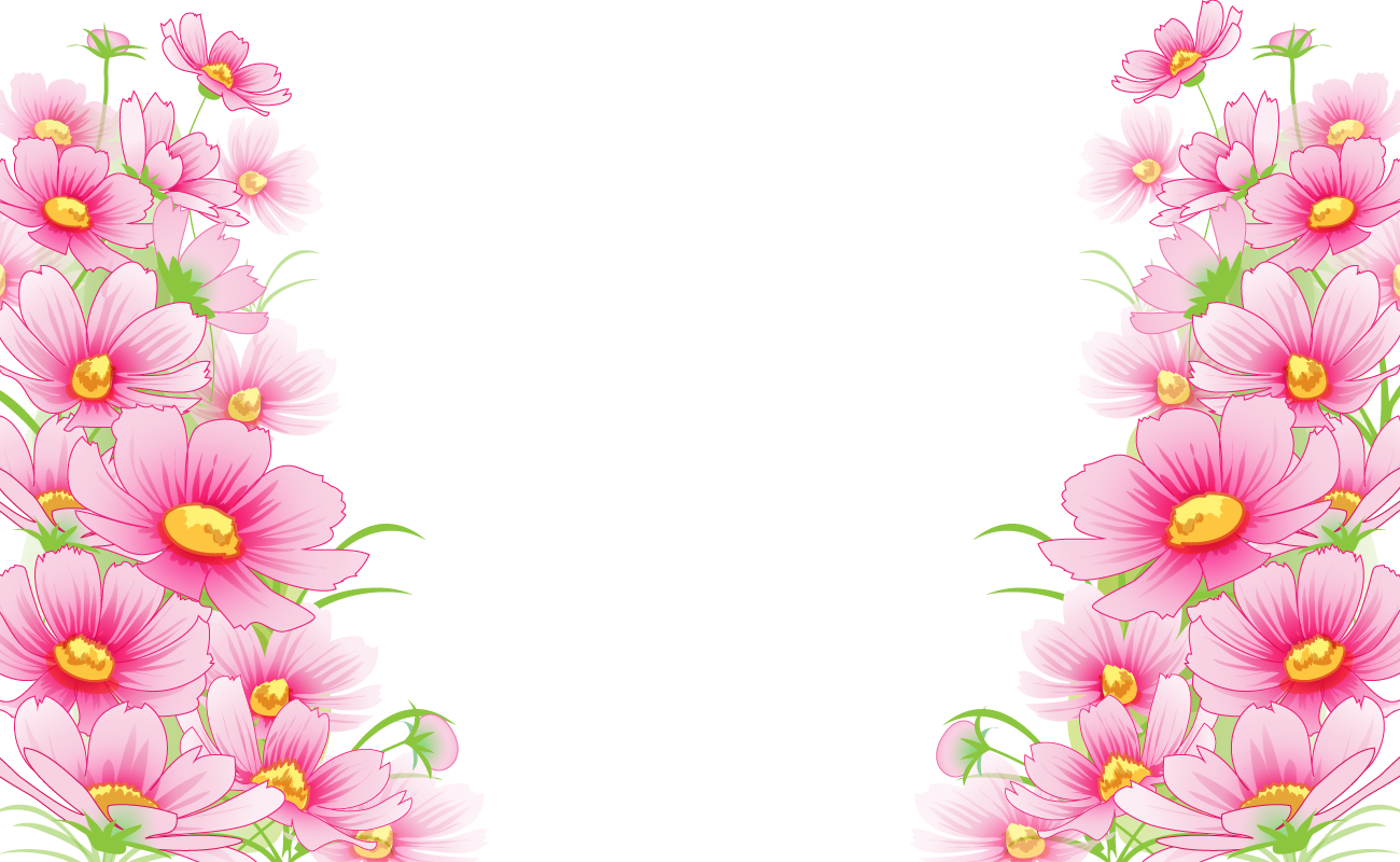 両サイドに咲くコスモス(秋桜) 無料背景イラストに写真・文字を入れる