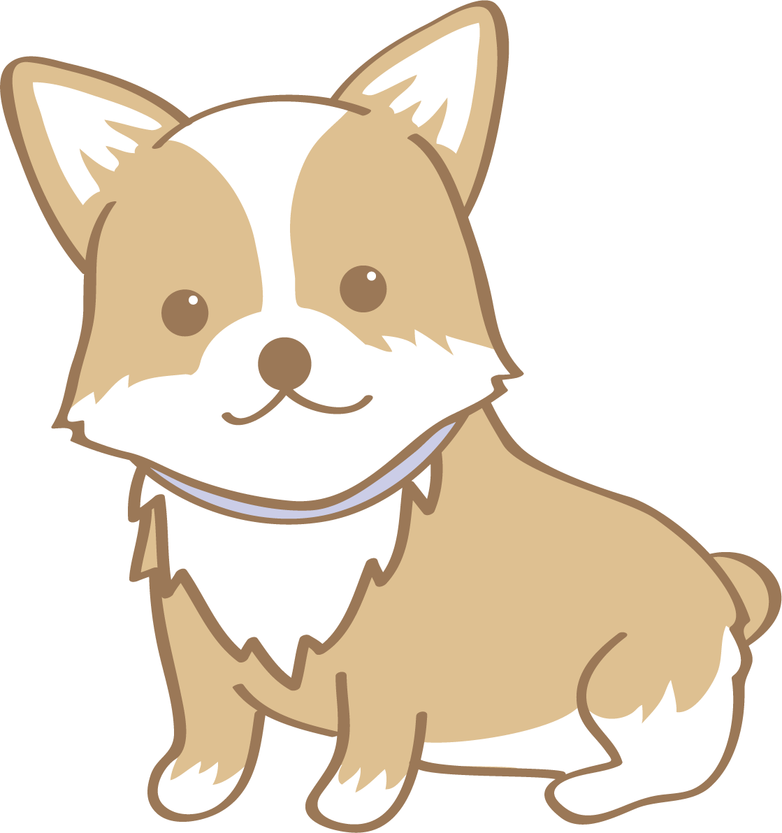 かわいいコーギー(お座り・座る)犬の無料イラスト80003に写真・文字を入れる