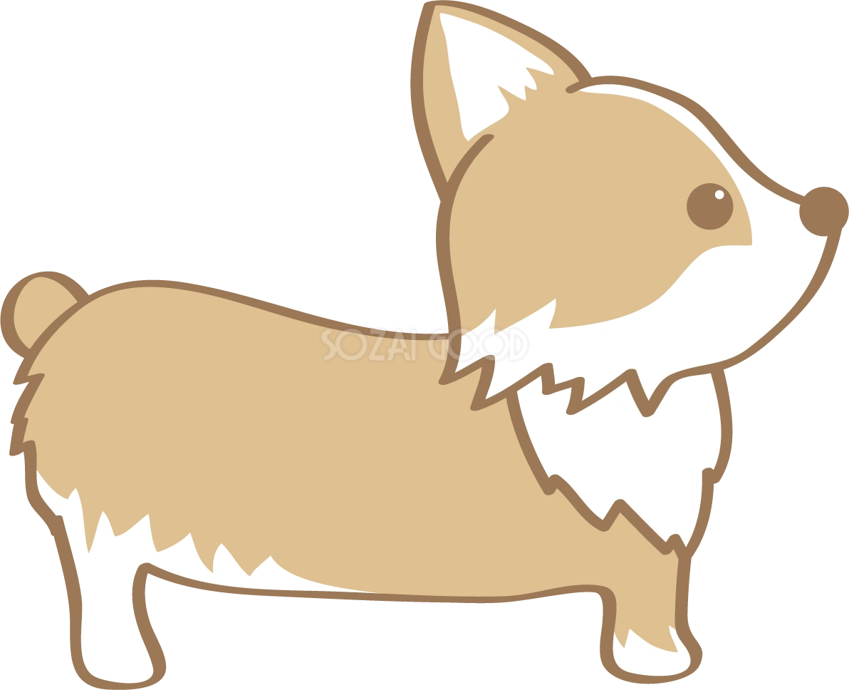 かわいいコーギー(横向き)犬の無料イラスト80010