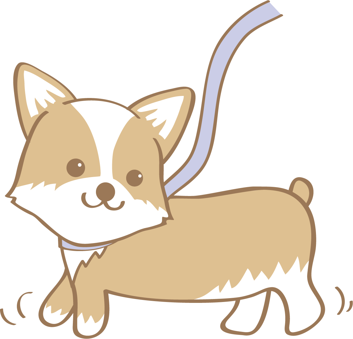 かわいいコーギー(散歩)犬の無料イラスト80013に写真・文字を入れる