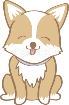 かわいいコーギー(笑顔)犬の無料イラスト80014