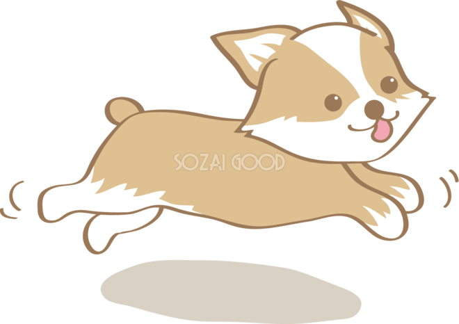 かわいいコーギー 走る 犬の無料イラスト80016 素材good