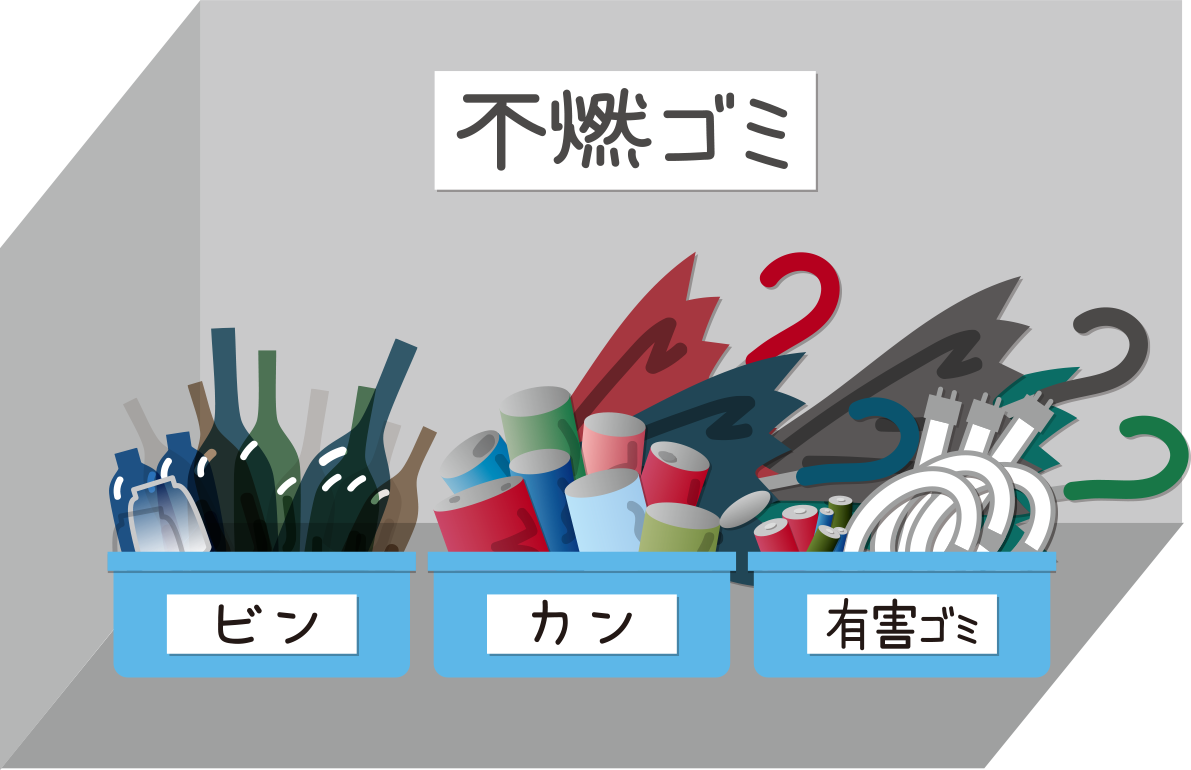 ゴミ出し場（危険物）の建物の無料イラスト80019に写真・文字を入れる