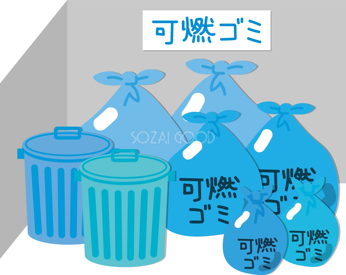 ゴミ出し場(燃えるゴミ)の建物の無料イラスト80020