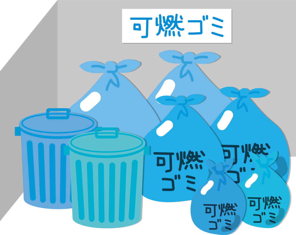 ゴミ出し場（燃えるゴミ）の建物の無料イラスト80020に写真・文字を入れる
