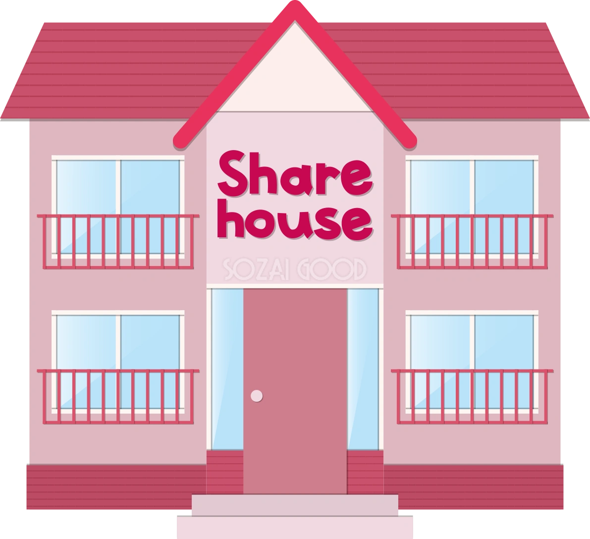 シェアハウスの建物の無料イラスト80023