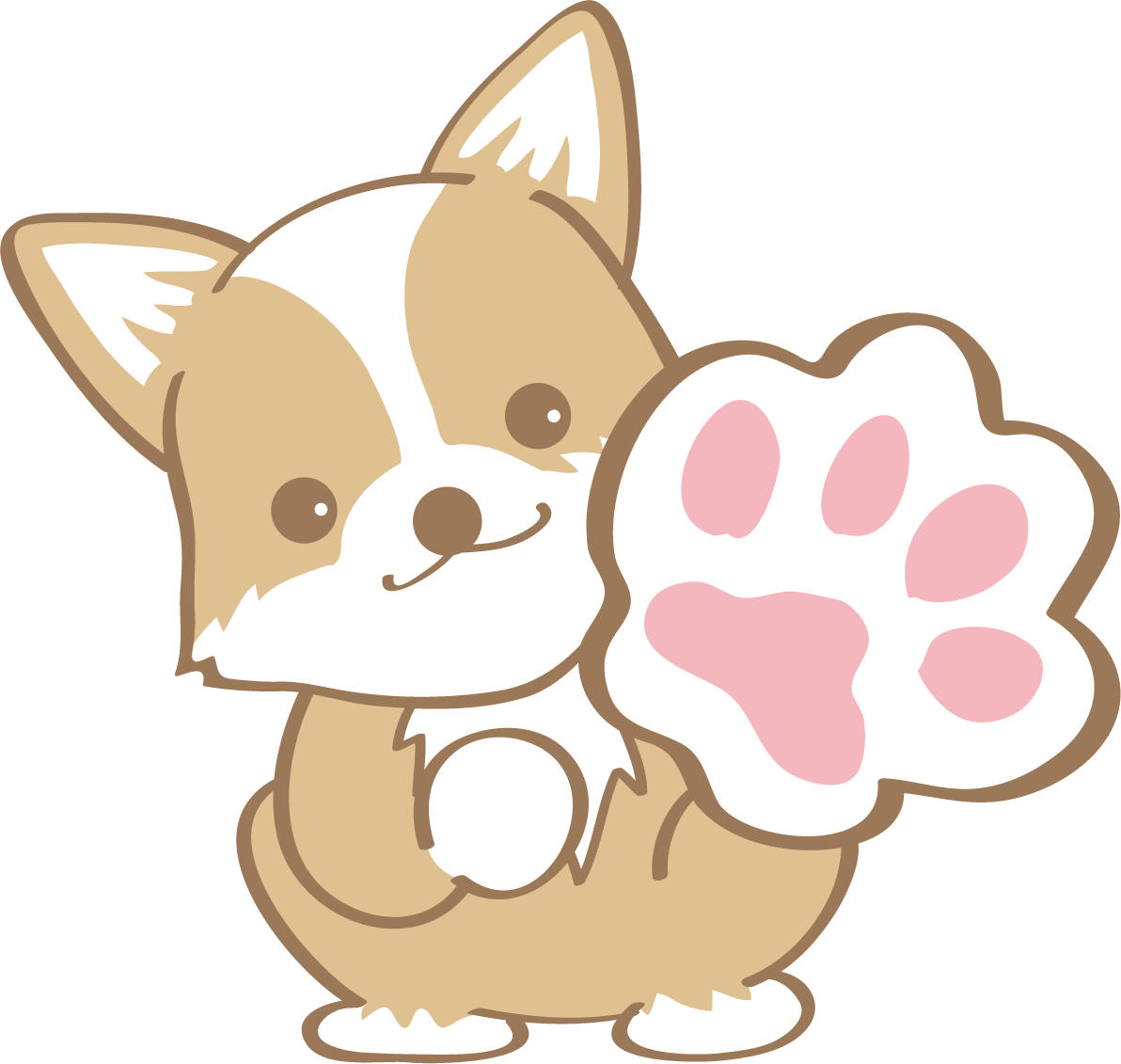 かわいいコーギー(肉球)犬の無料イラスト80027に写真・文字を入れる