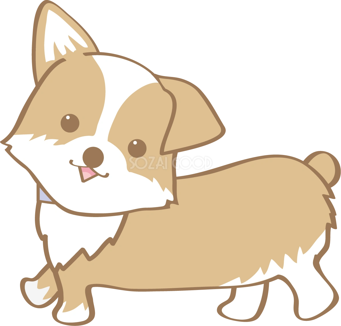 かわいいコーギー(歩く)犬の無料イラスト80029