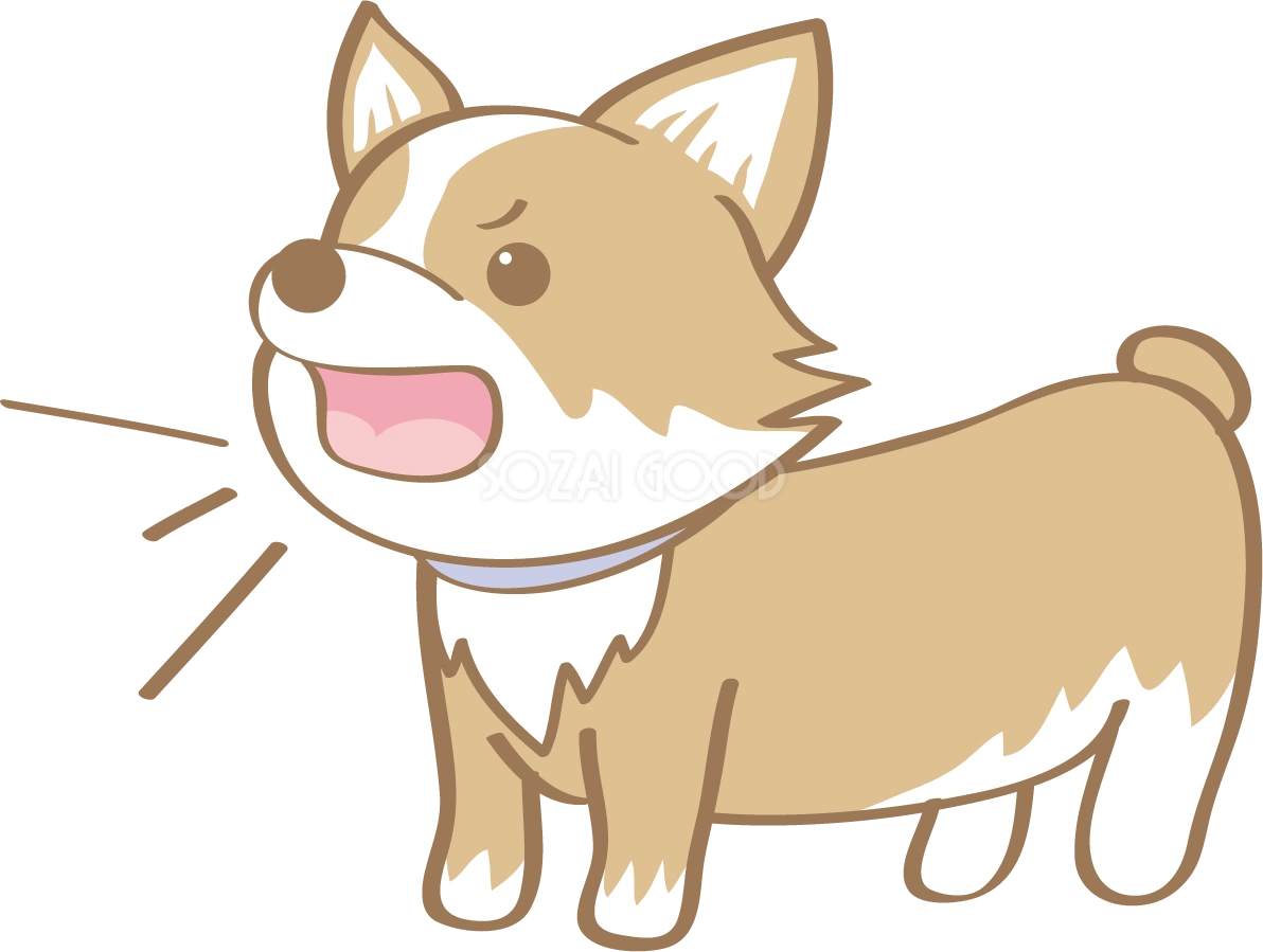かわいいコーギー(吠える)犬の無料イラスト80030