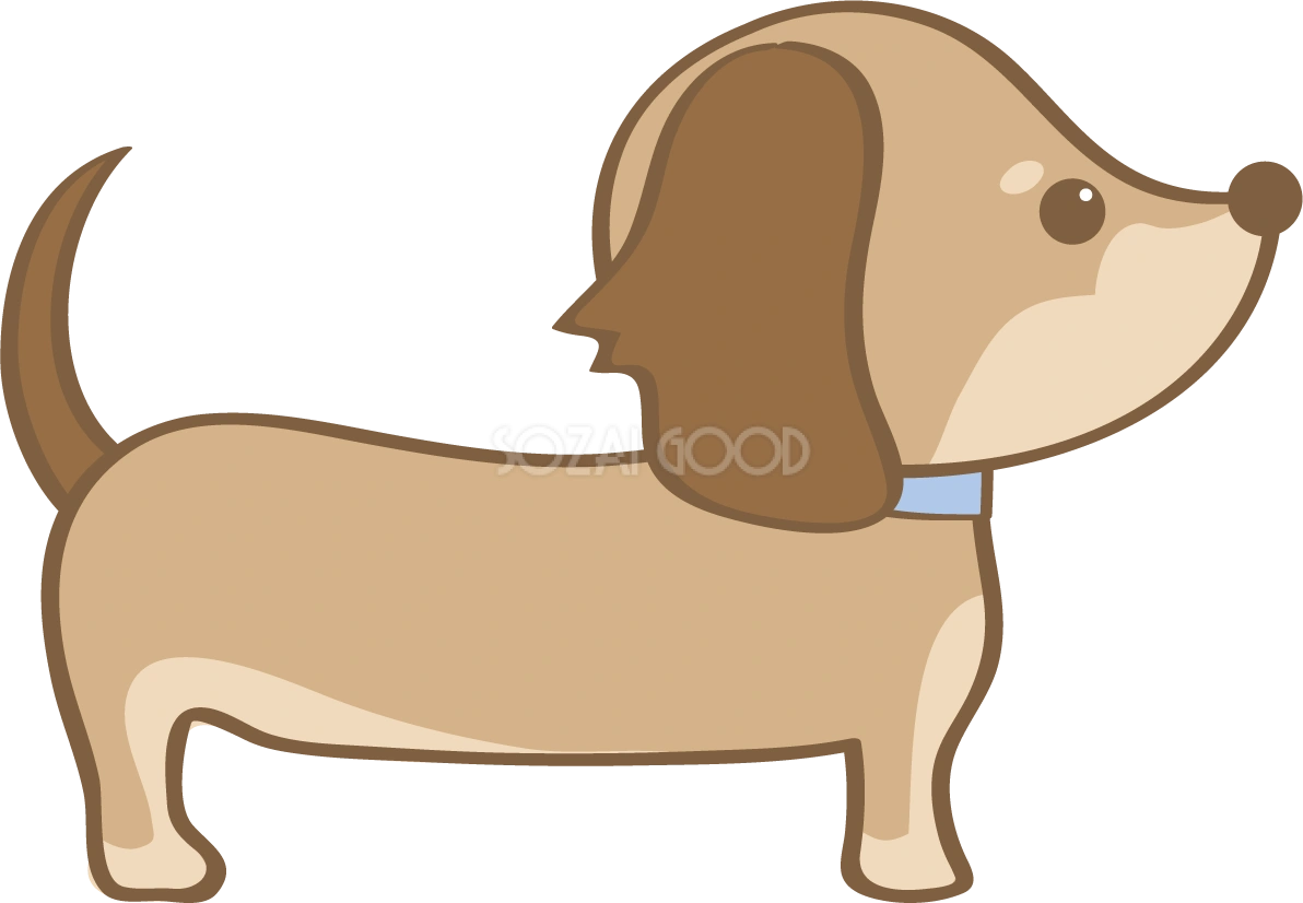 かわいいダックスフンド(横向き)犬の無料イラスト80034