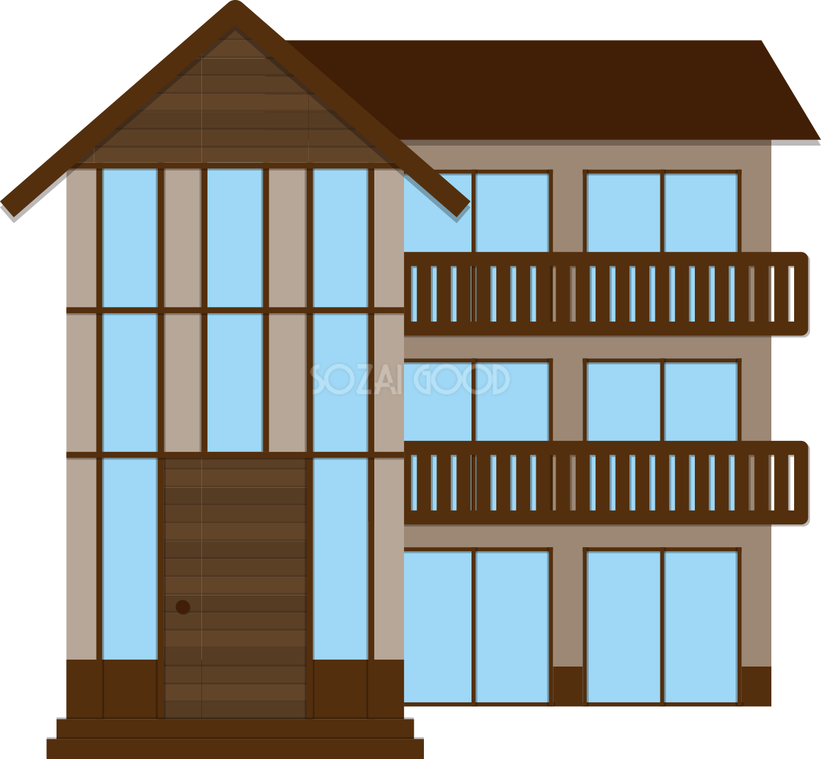 家（三階建）の建物の無料イラスト80041