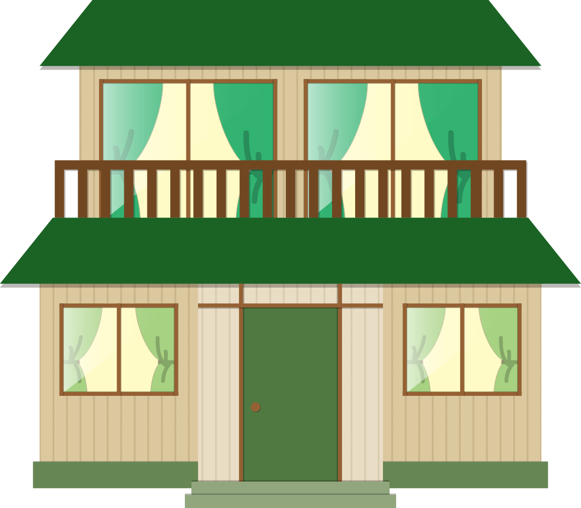 家（二階建て）の建物の無料イラスト80042に写真・文字を入れる