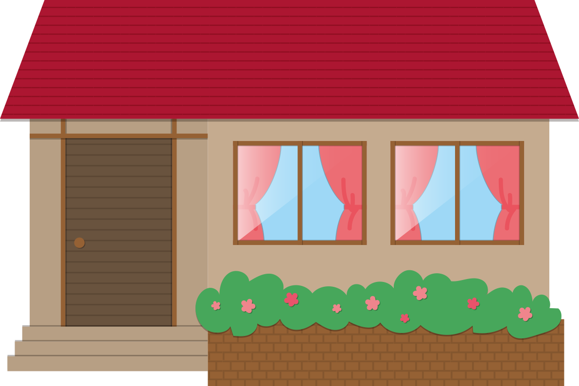 家（平屋）の建物の無料イラスト80043に写真・文字を入れる