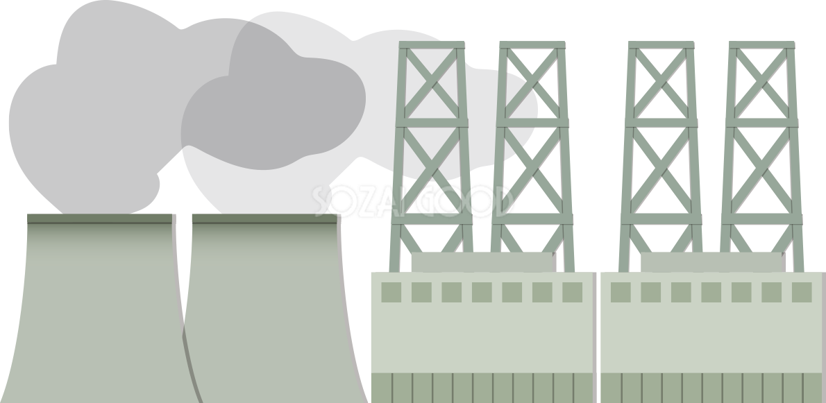 原子力発電所の建物の無料イラスト80051