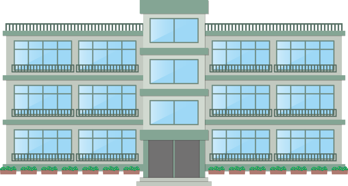 中学校の建物の無料イラスト80070に写真・文字を入れる