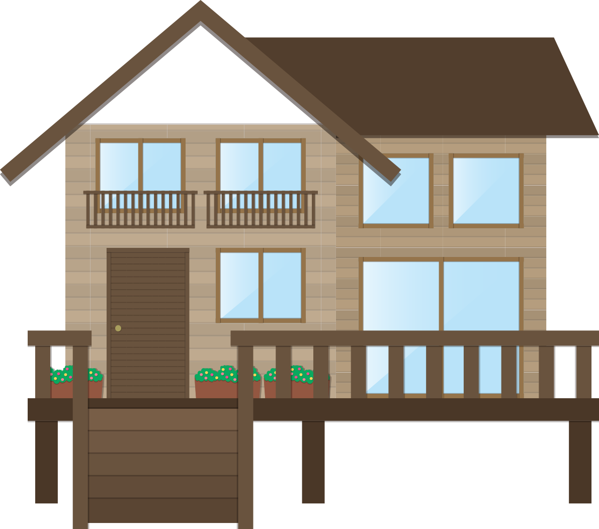 別荘の建物の無料イラスト80072に写真・文字を入れる