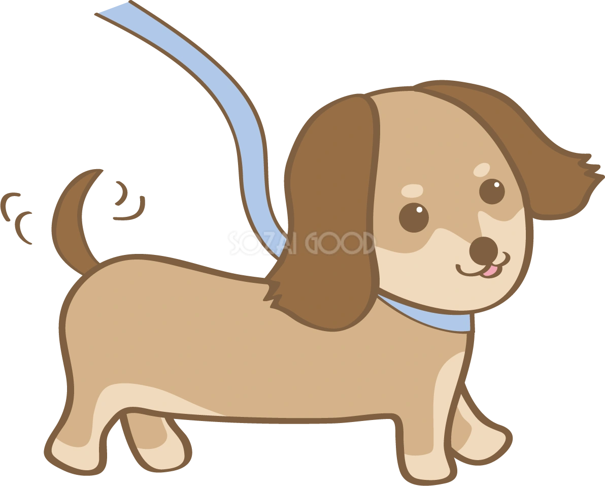 かわいいダックスフンド(散歩)犬の無料イラスト80078