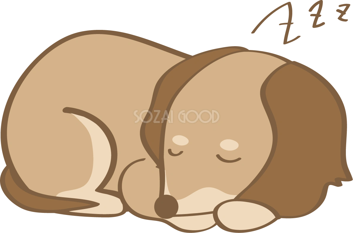 かわいいダックスフンド(寝る)犬の無料イラスト80080