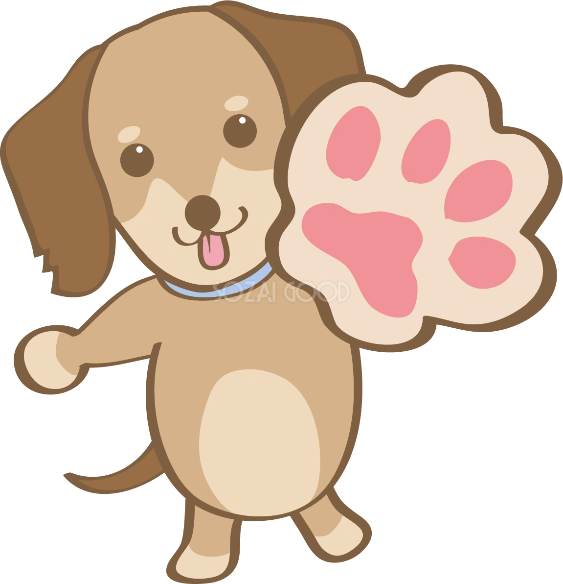かわいいダックスフンド(肉球)犬の無料イラスト80083