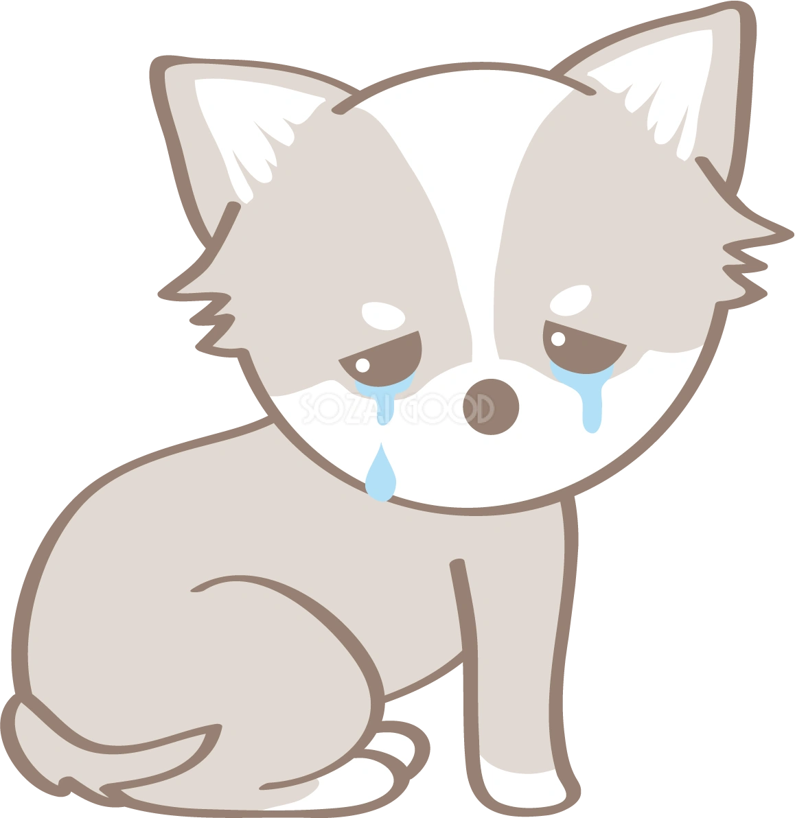 かわいいチワワ(泣く)犬の無料イラスト80091