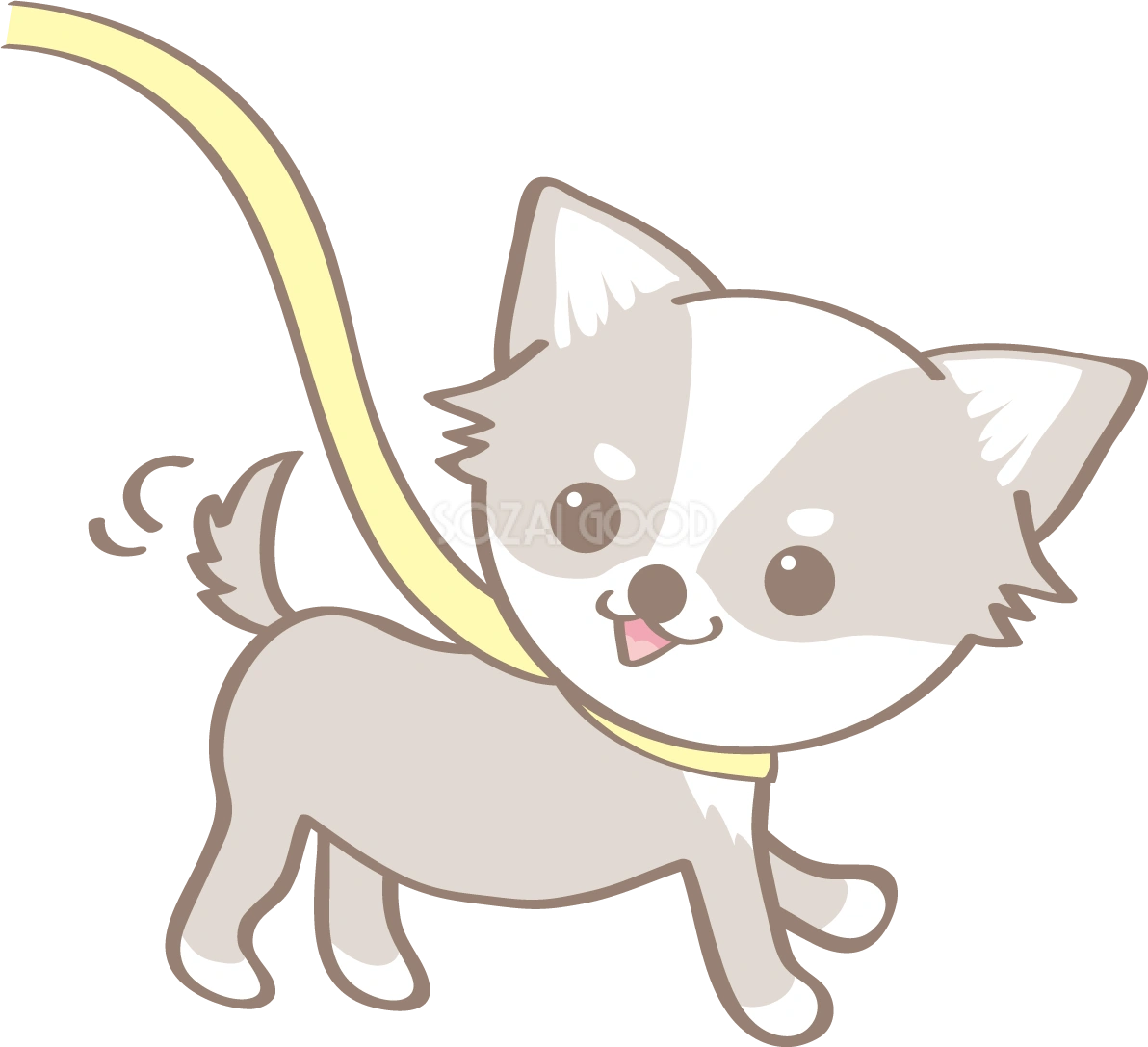 かわいいチワワ(散歩)犬の無料イラスト80093