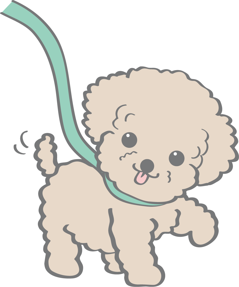 かわいいトイプードル(散歩)犬の無料イラスト80149に写真・文字を入れる