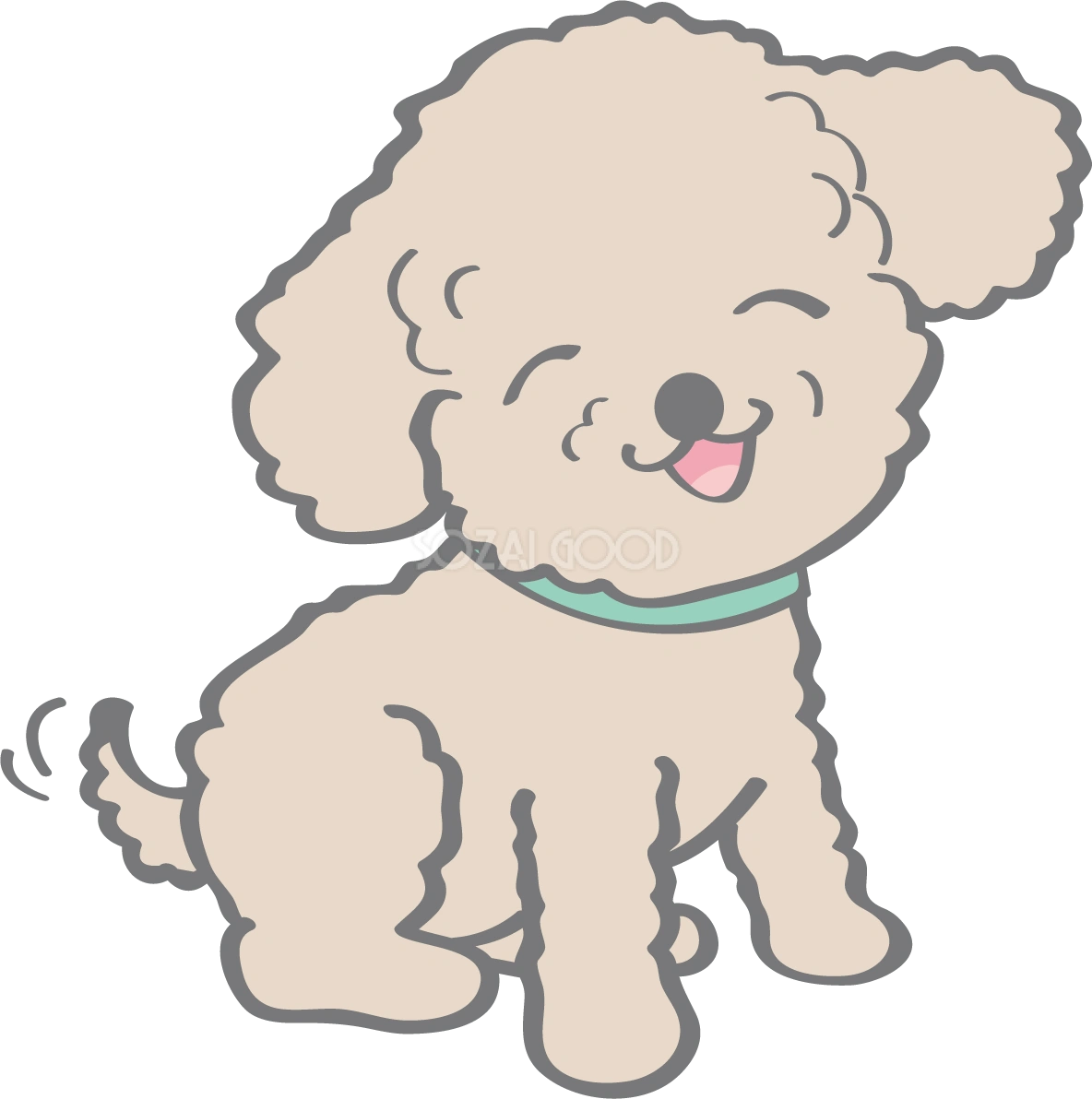 かわいいトイプードル(笑顔)犬の無料イラスト80150