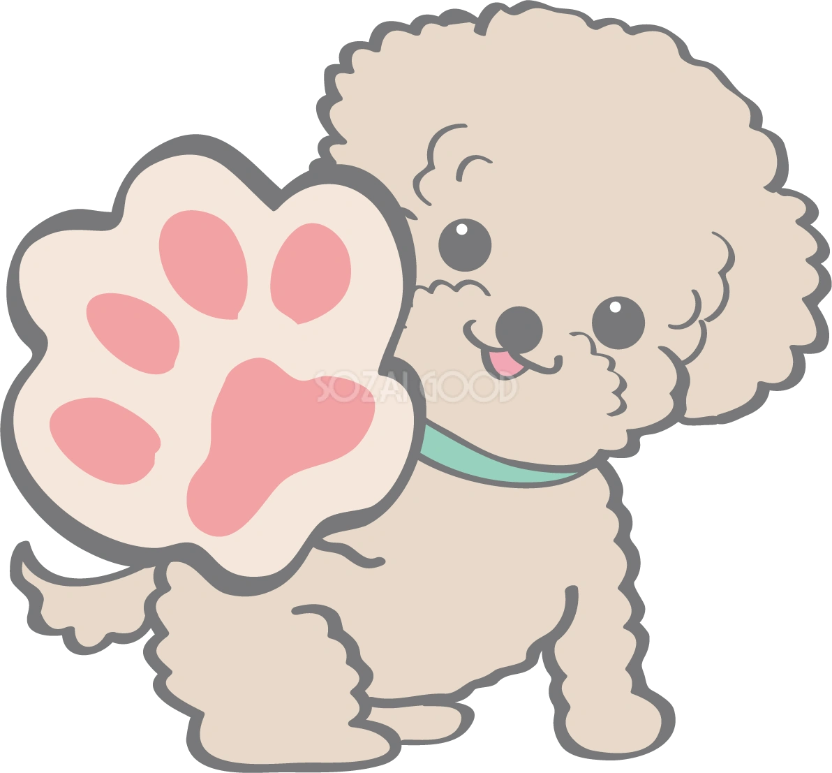 かわいいトイプードル(肉球)犬の無料イラスト80154