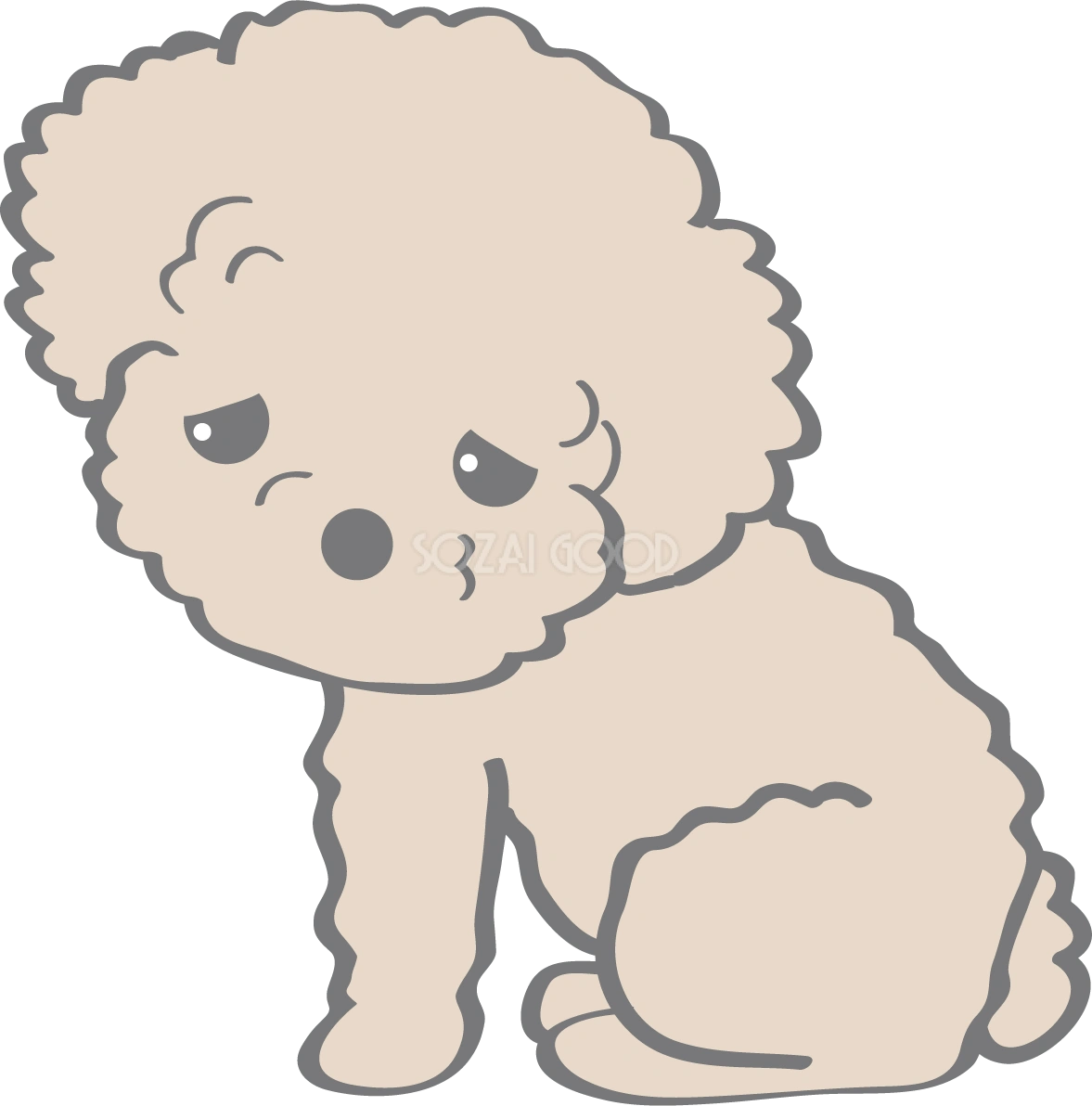かわいいトイプードル(悲しい)犬の無料イラスト80155
