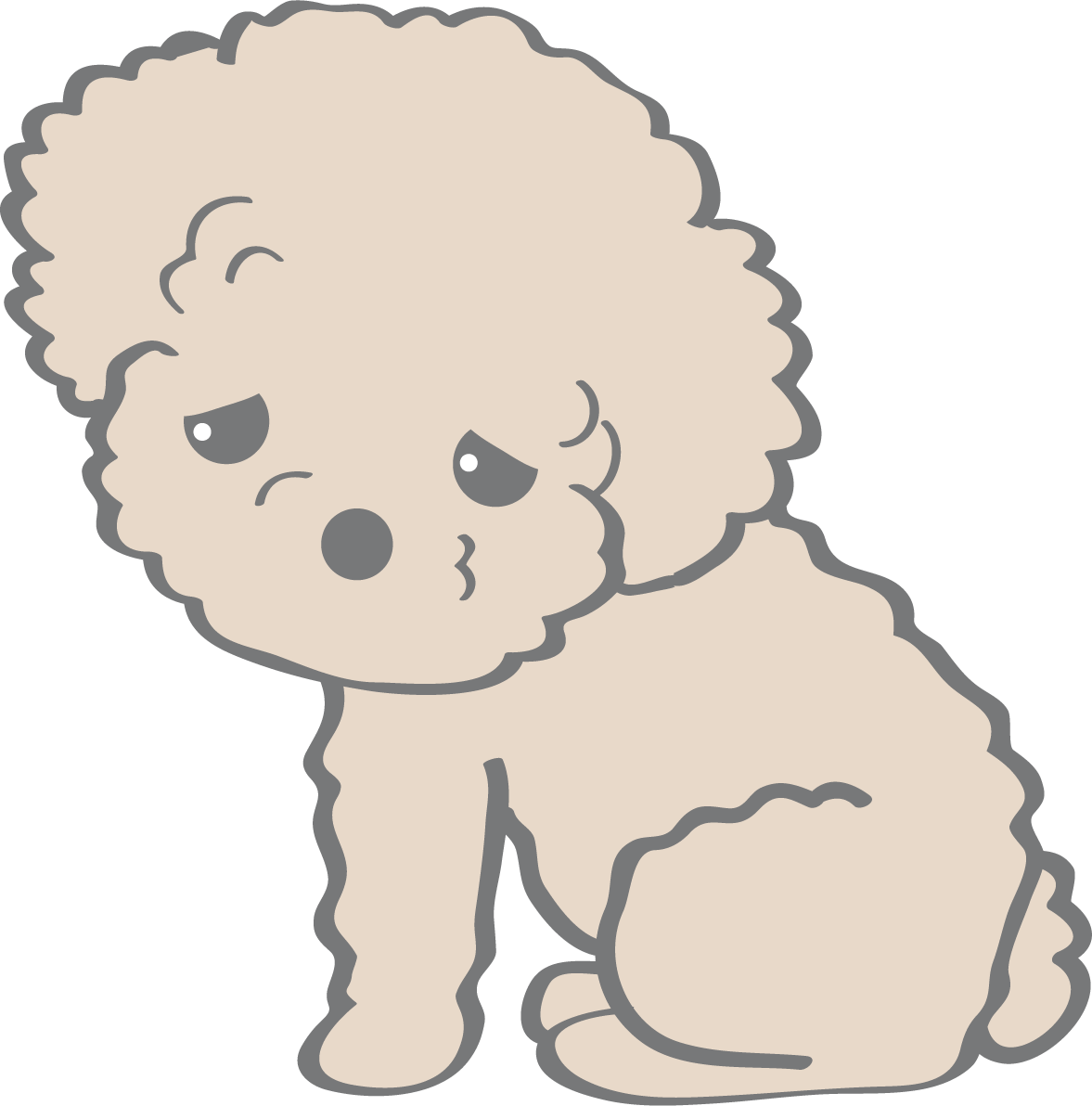かわいいトイプードル(悲しい)犬の無料イラスト80155に写真・文字を入れる