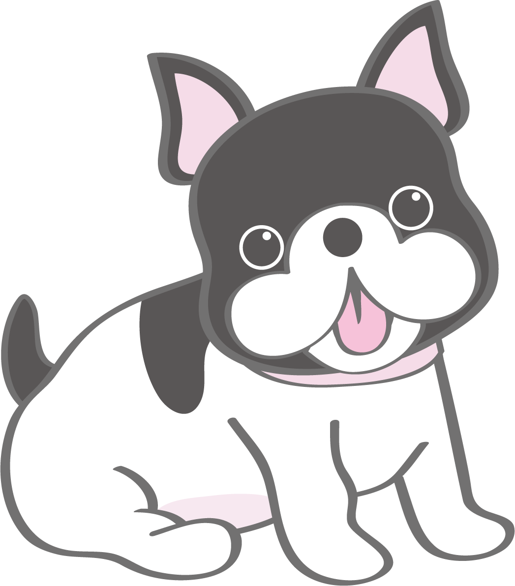 かわいいフレンチ・ブルドッグ(お座り・座る)犬の無料イラスト80158に写真・文字を入れる
