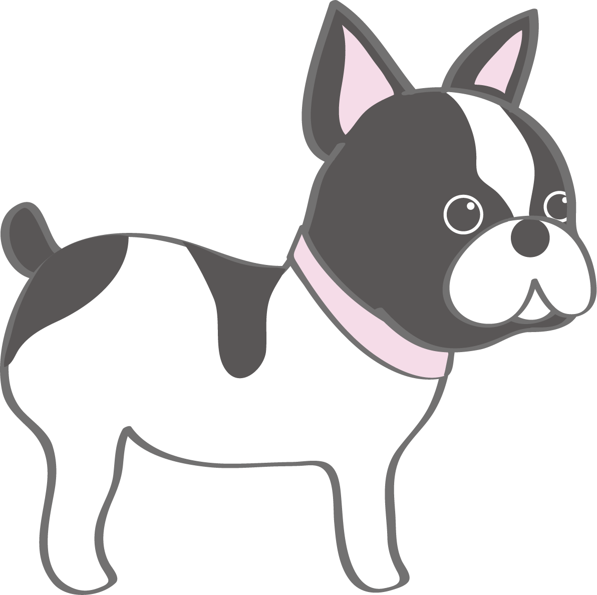かわいいフレンチ・ブルドッグ(横向き)犬の無料イラスト80161に写真・文字を入れる