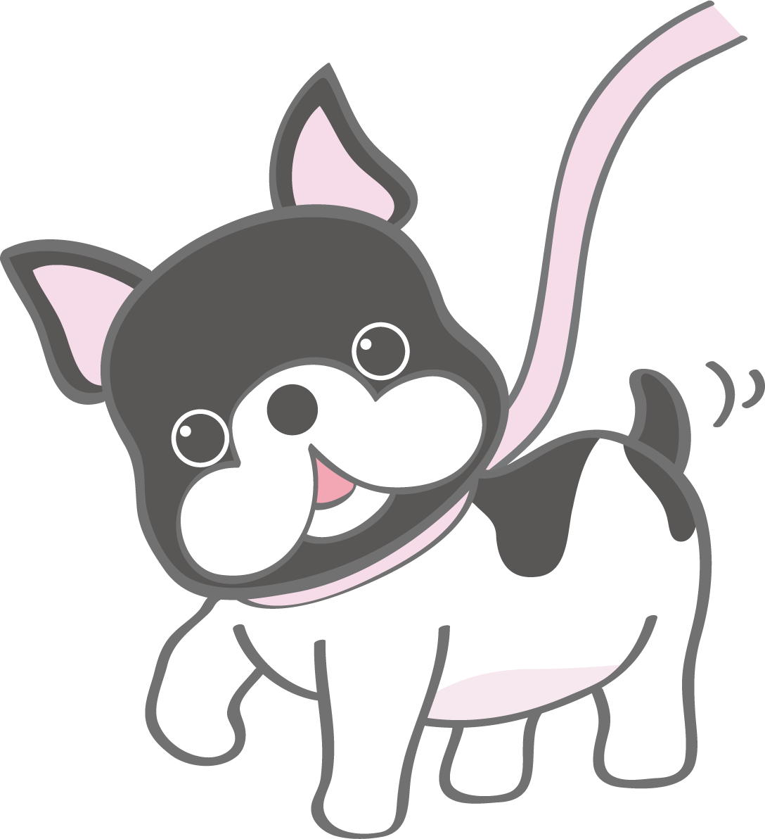 かわいいフレンチ・ブルドッグ(散歩)犬の無料イラスト80164に写真・文字を入れる