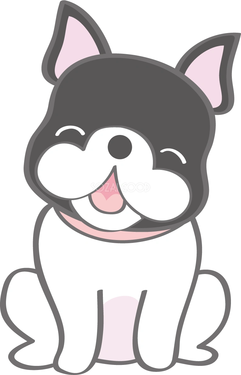 かわいいフレンチ・ブルドッグ(笑顔)犬の無料イラスト80165