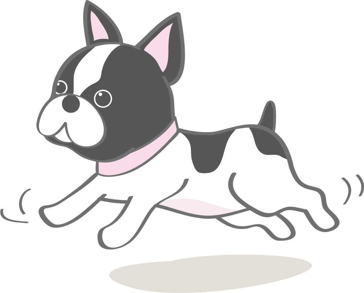 かわいいフレンチ・ブルドッグ(走る)犬の無料イラスト80167に写真・文字を入れる