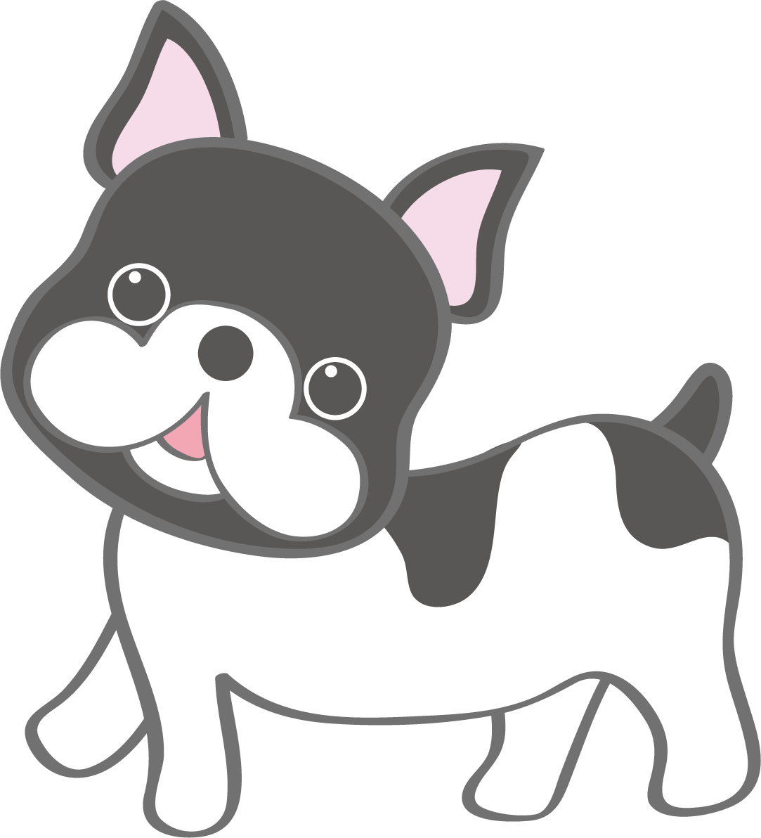 かわいいフレンチ・ブルドッグ(歩く)犬の無料イラスト80171に写真・文字を入れる
