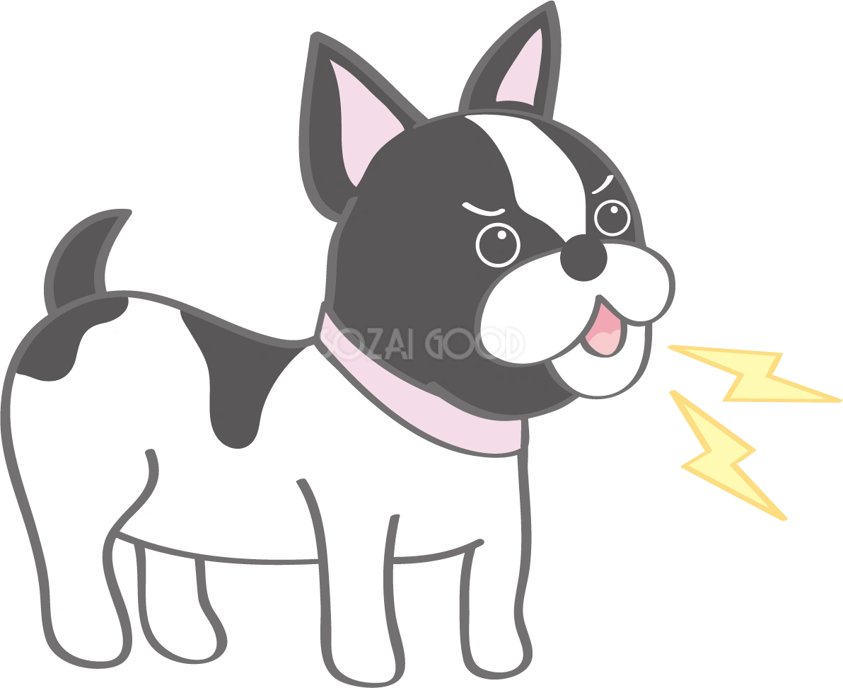 かわいいフレンチ・ブルドッグ(吠える)犬の無料イラスト80172