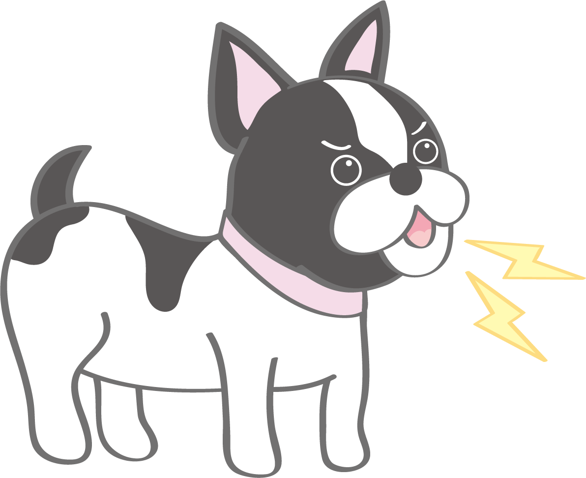 かわいいフレンチ・ブルドッグ(吠える)犬の無料イラスト80172に写真・文字を入れる