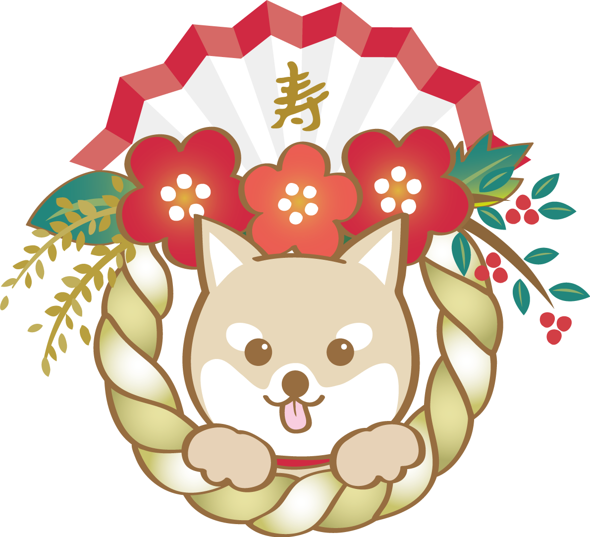 戌年(しめ縄)和風2018柴犬のかわいい無料イラスト80189に写真・文字を入れる