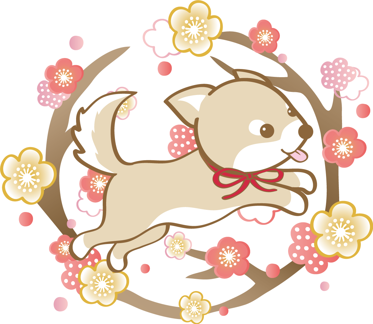 戌年(梅)和風2018柴犬のかわいい無料イラスト80191に写真・文字を入れる