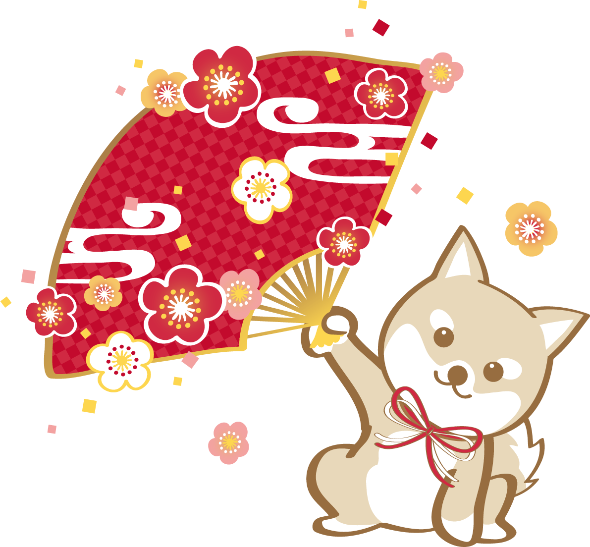戌年(扇子)和風2018柴犬のかわいい無料イラスト80193に写真・文字を入れる