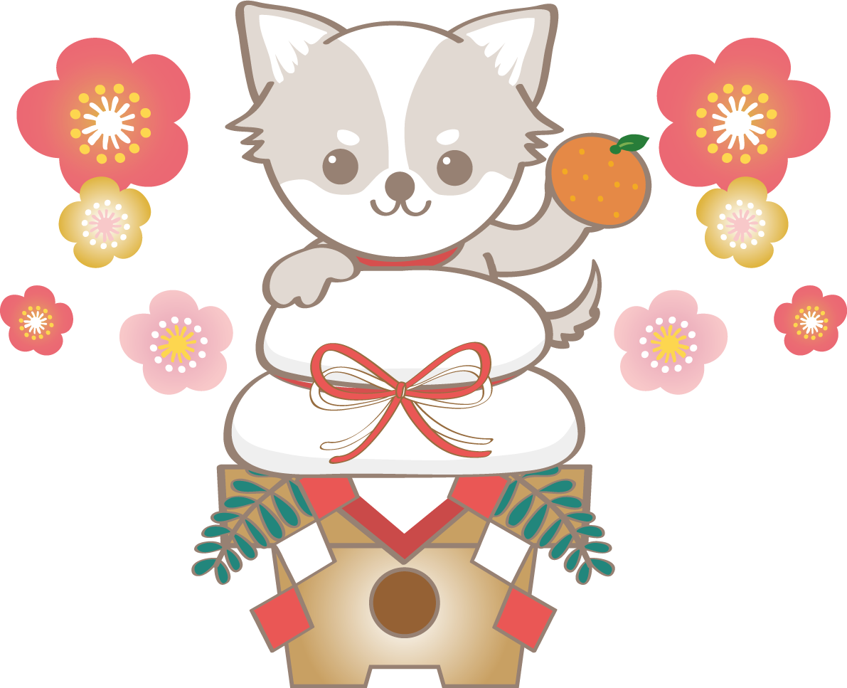 戌年(鏡餅)和風2018チワワのかわいい無料イラスト80202に写真・文字を入れる