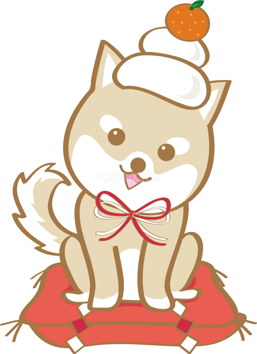 戌年(鏡餅)無料イラスト2018かわいい犬80251