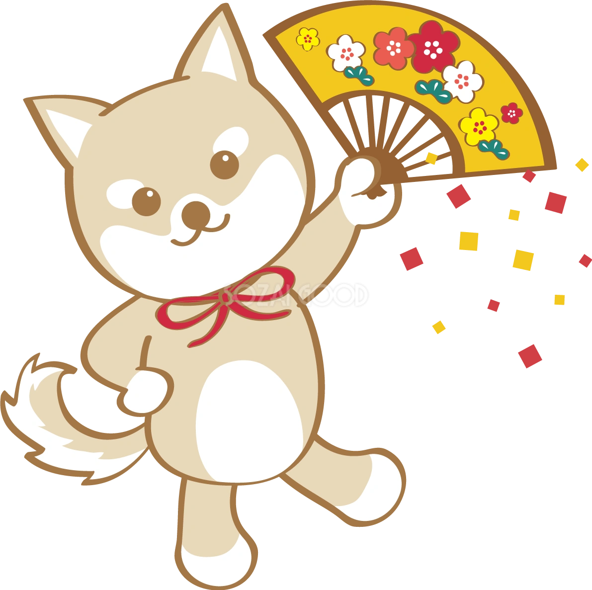 戌年(扇子)無料イラスト2018かわいい犬80253