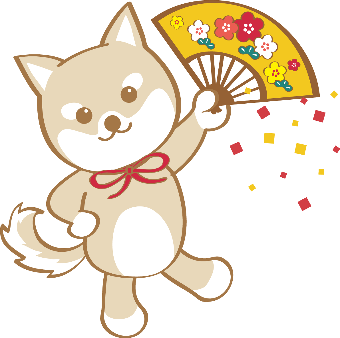 戌年(扇子)無料イラスト2018かわいい犬80253に写真・文字を入れる