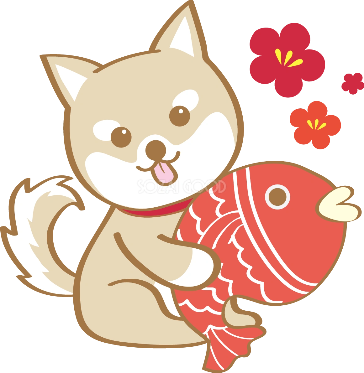 戌年(鯛)無料イラスト2018かわいい犬80257